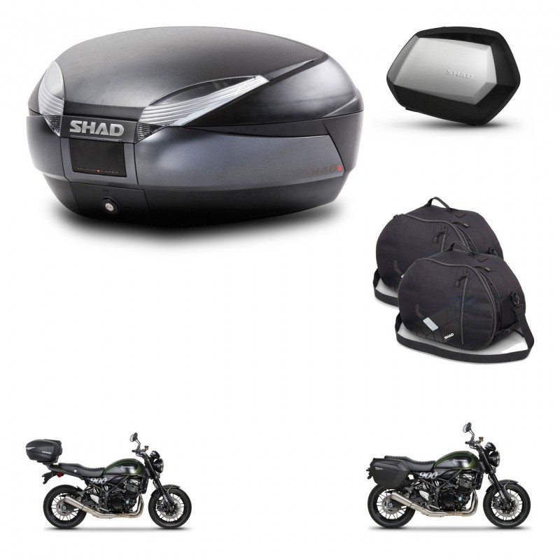 SHAD Maletas SH35 PREMIUM + soporte montaje baul SH48 accesorios DARK GREY KIT-464486