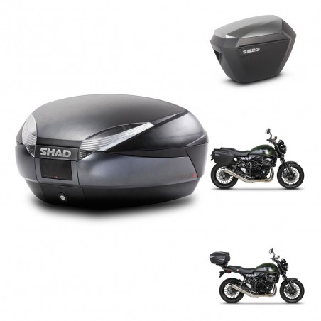 SHAD Maletas sh23 alu + soporte montaje baul SH48 DARK GREY PREMIUM KIT-464487