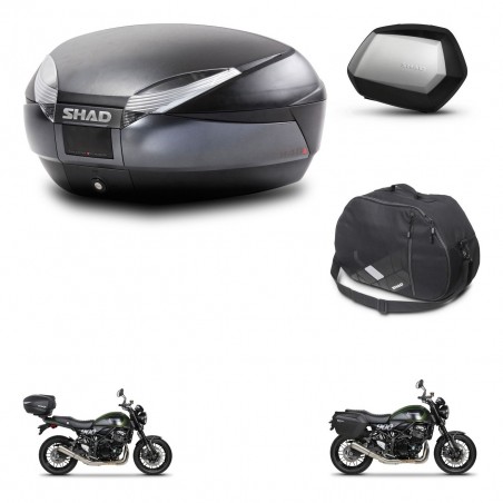 SHAD Maletas SH35 PREMIUM + soporte montaje baul SH48 accesorios DARK GREY KIT-464497