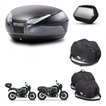 SHAD Maletas SH35 PREMIUM + soporte montaje baul SH48 accesorios DARK GREY KIT-464498