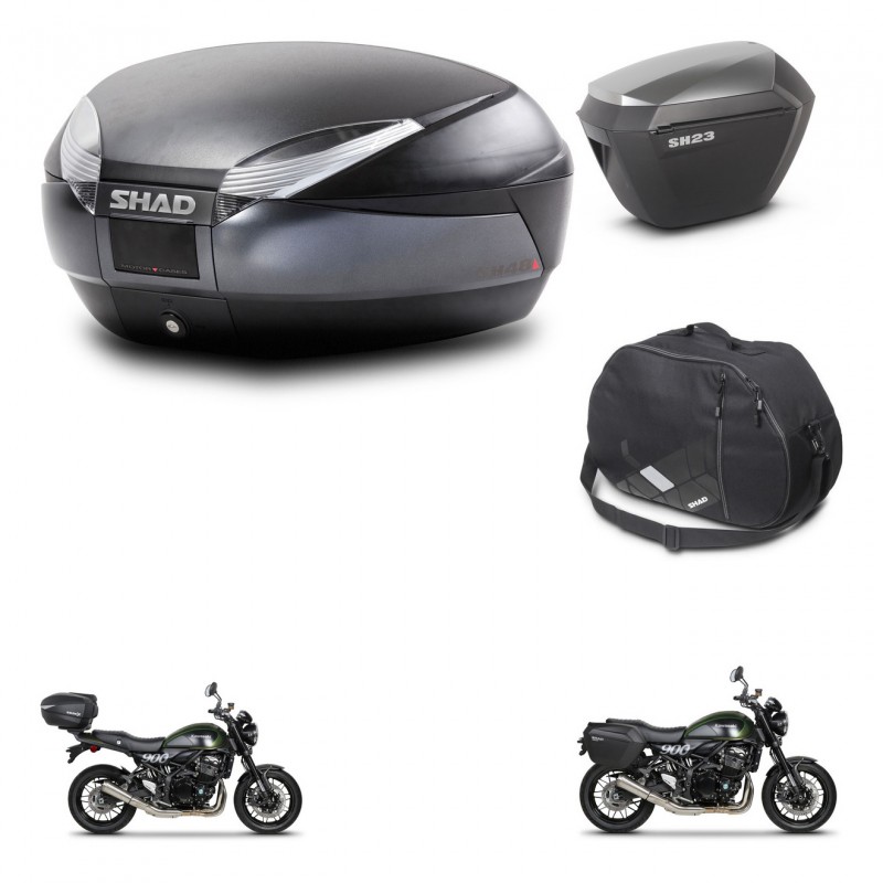 SHAD SH23 alu suitcases + mounting bracket SH48 trunk accessories DARK GREY PREMIUM KIT-464499