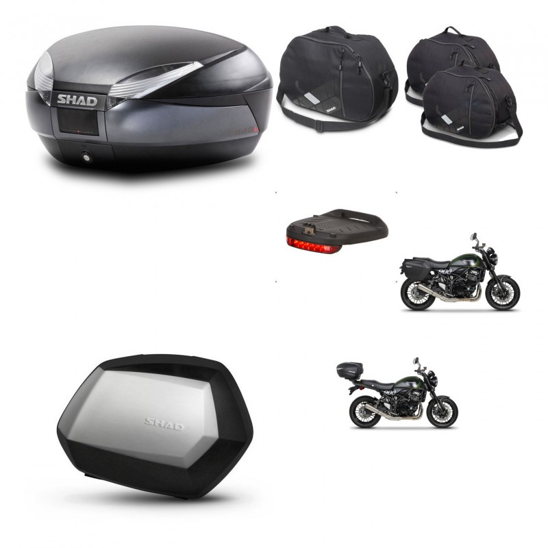 SHAD Maletas SH35 PREMIUM + soporte montaje baul SH48 accesorios DARK GREY KIT-464504