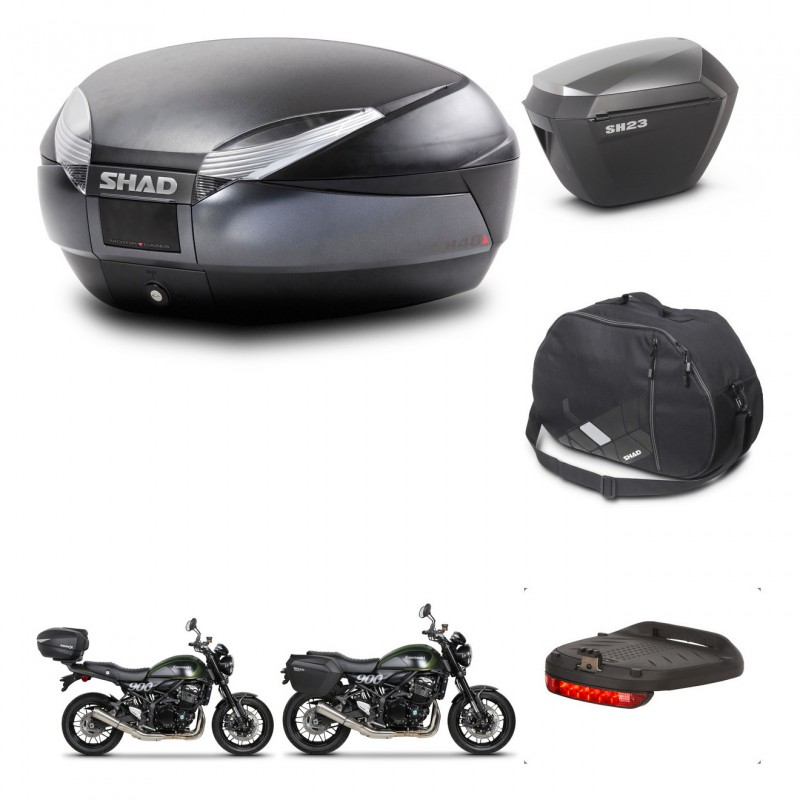 SHAD SH23 alu suitcases + mounting bracket SH48 trunk accessories DARK GREY PREMIUM KIT-464505