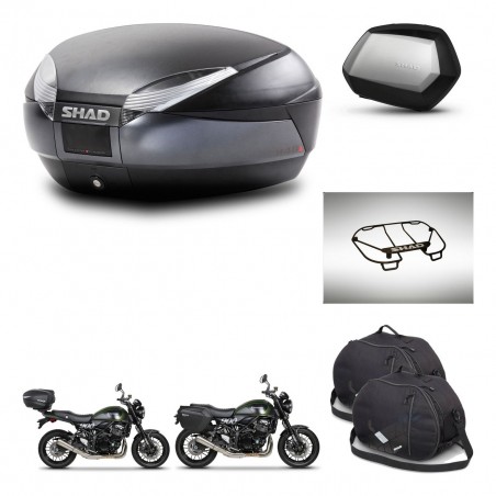 SHAD Maletas SH35 PREMIUM + soporte montaje baul SH48 accesorios DARK GREY KIT-464510