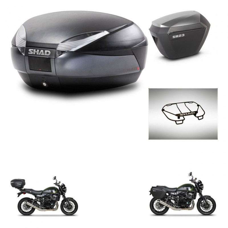 SHAD SH23 alu suitcases + mounting bracket SH48 trunk accessories DARK GREY PREMIUM KIT-464511