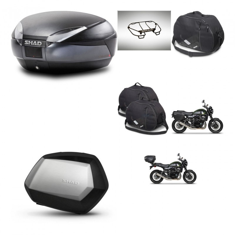 SHAD Maletas SH35 PREMIUM + soporte montaje baul SH48 accesorios DARK GREY KIT-464522