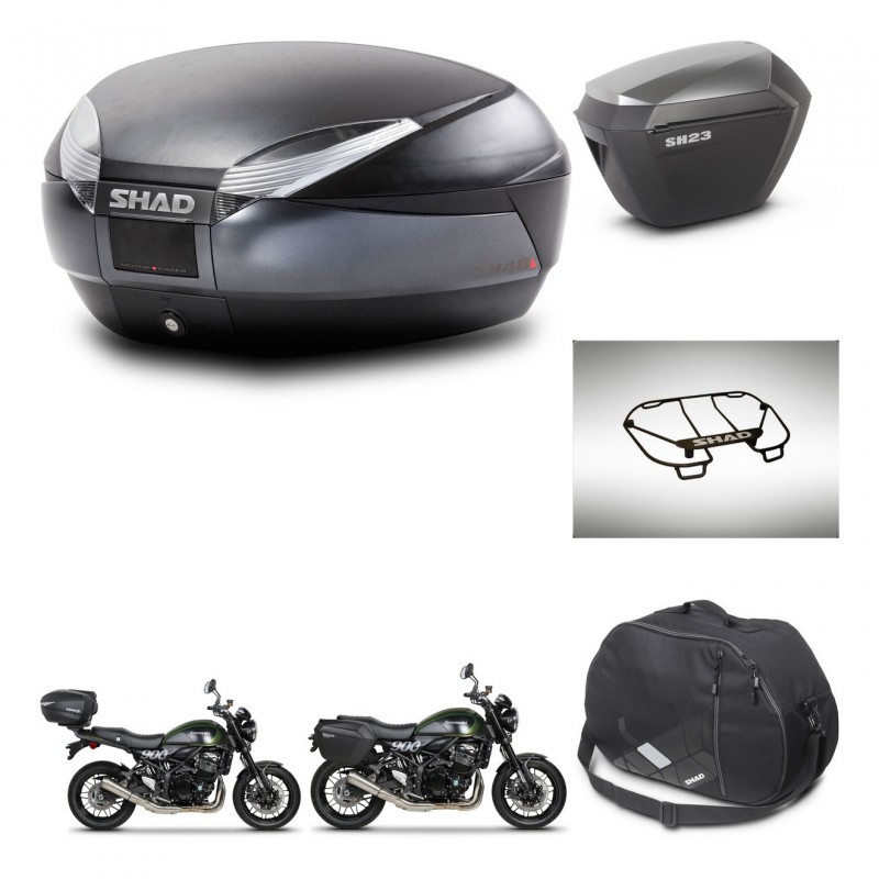 SHAD SH23 alu suitcases + mounting bracket SH48 trunk accessories DARK GREY PREMIUM KIT-464523