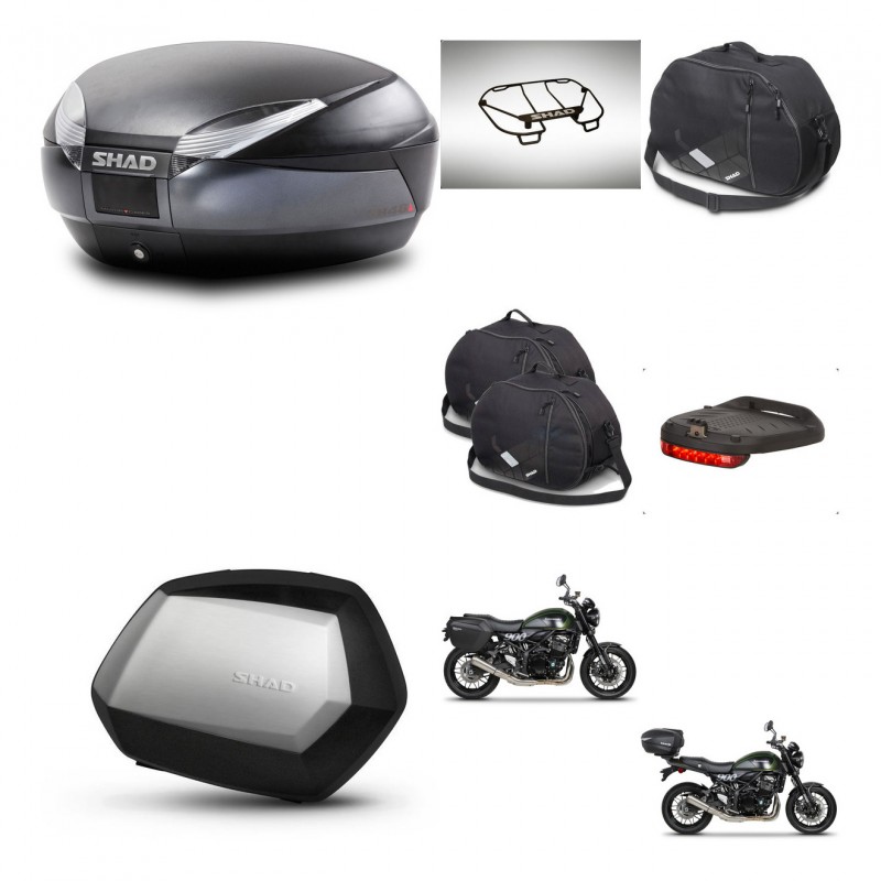 SHAD Maletas SH35 PREMIUM + soporte montaje baul SH48 accesorios DARK GREY KIT-464528