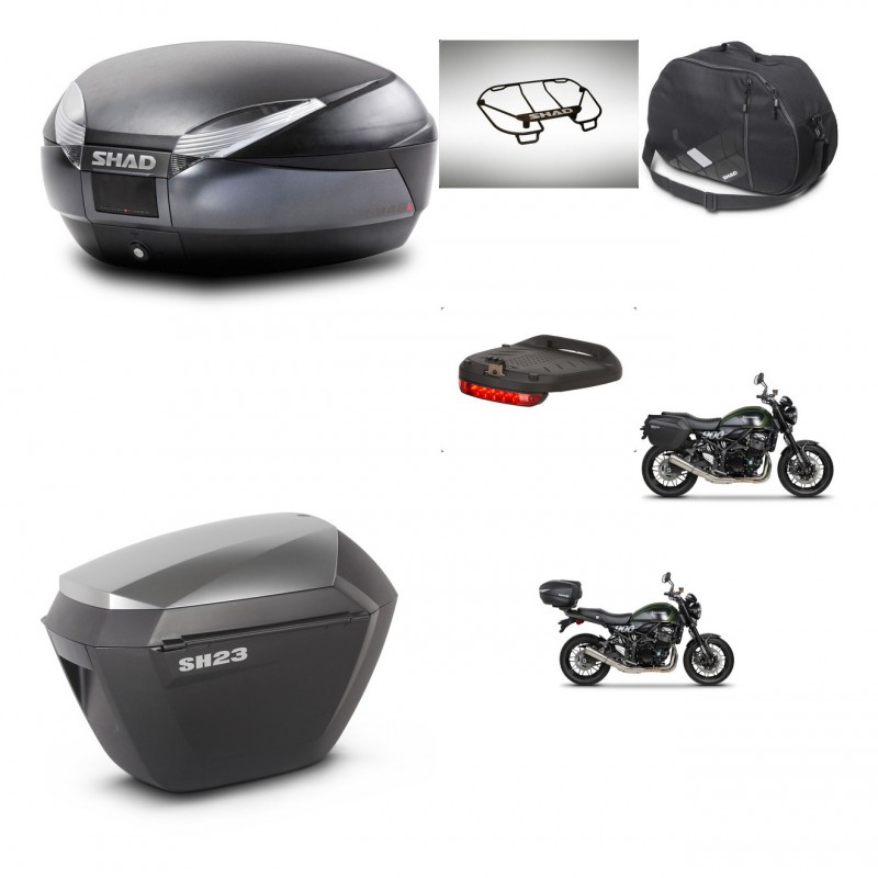 SHAD Maletas sh23 alu + soporte montaje baul SH48 accesorios DARK GREY PREMIUM KIT-464529
