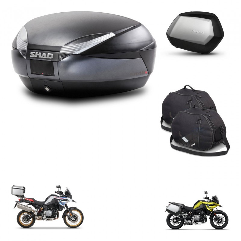 SHAD Maletas SH35 PREMIUM + soporte montaje baul SH48 accesorios DARK GREY KIT-464534