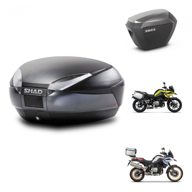 SHAD Maletas sh23 alu + soporte montaje baul SH48 DARK GREY PREMIUM KIT-464535