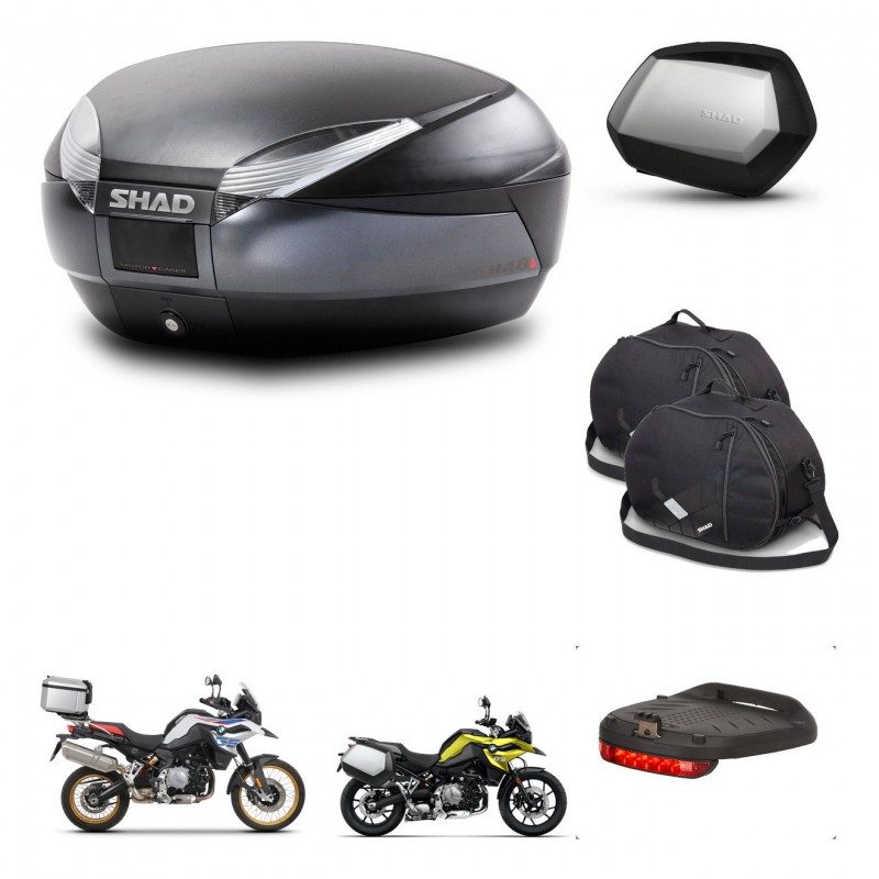SHAD Maletas SH35 PREMIUM + soporte montaje baul SH48 accesorios DARK GREY KIT-464540