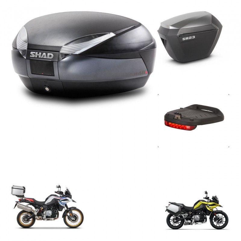 SHAD SH23 alu suitcases + mounting bracket SH48 trunk accessories DARK GREY PREMIUM KIT-464541
