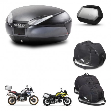 SHAD Maletas SH35 PREMIUM + soporte montaje baul SH48 accesorios DARK GREY KIT-464546