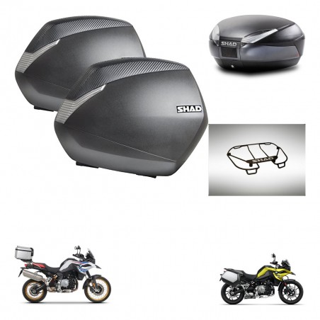 SHAD Baul SH48 + soporte montaje maletas SH36 accesorios DARK GREY PREMIUM KIT-464554