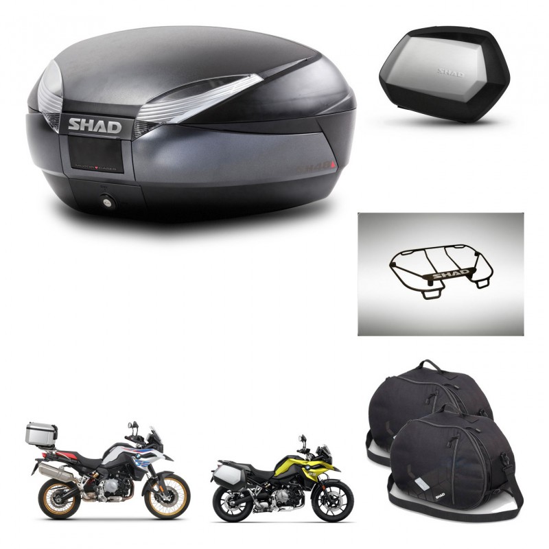 SHAD SH35 PREMIUM suitcases + mounting bracket SH48 trunk accessories DARK GREY KIT-464558