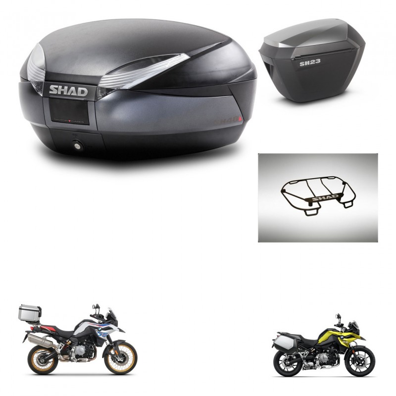 SHAD Maletas sh23 alu + soporte montaje baul SH48 accesorios DARK GREY PREMIUM KIT-464559