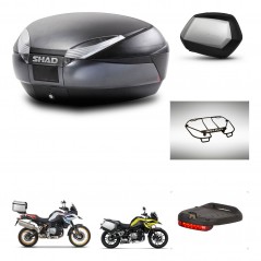 SHAD Maletas SH35 PREMIUM + soporte montaje baul SH48 accesorios DARK GREY KIT-464563