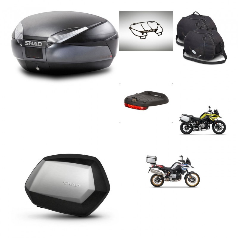 SHAD Maletas SH35 PREMIUM + soporte montaje baul SH48 accesorios DARK GREY KIT-464564