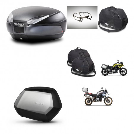 SHAD SH35 PREMIUM suitcases + mounting bracket SH48 trunk accessories DARK GREY KIT-464570