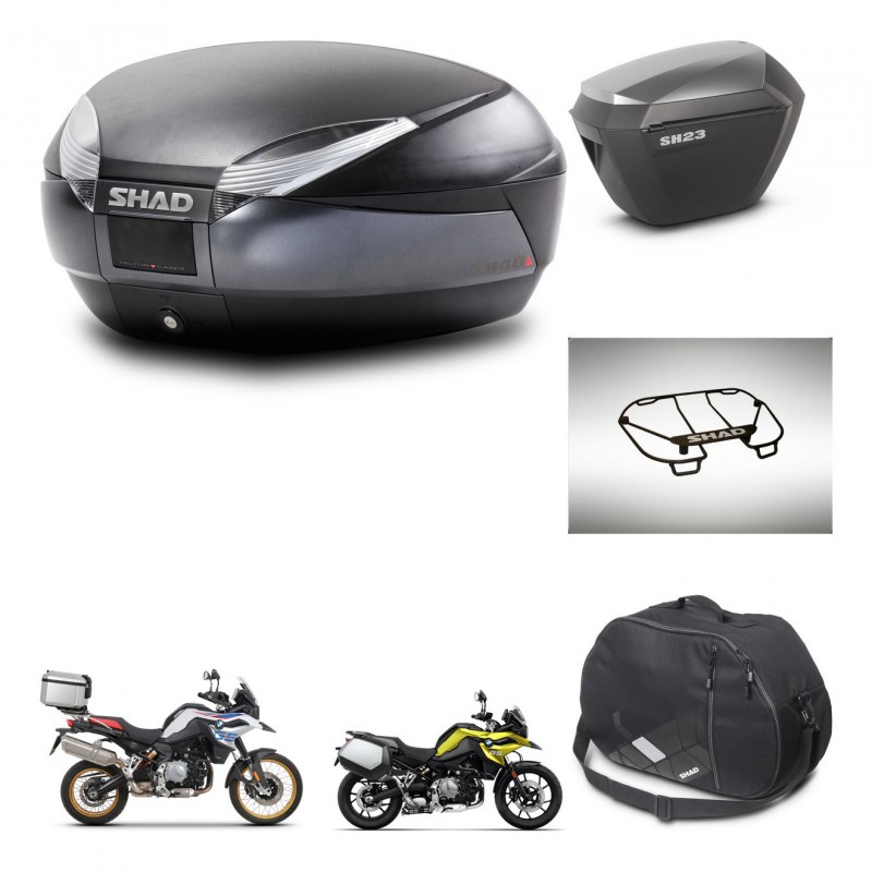 SHAD SH23 alu suitcases + mounting bracket SH48 trunk accessories DARK GREY PREMIUM KIT-464571