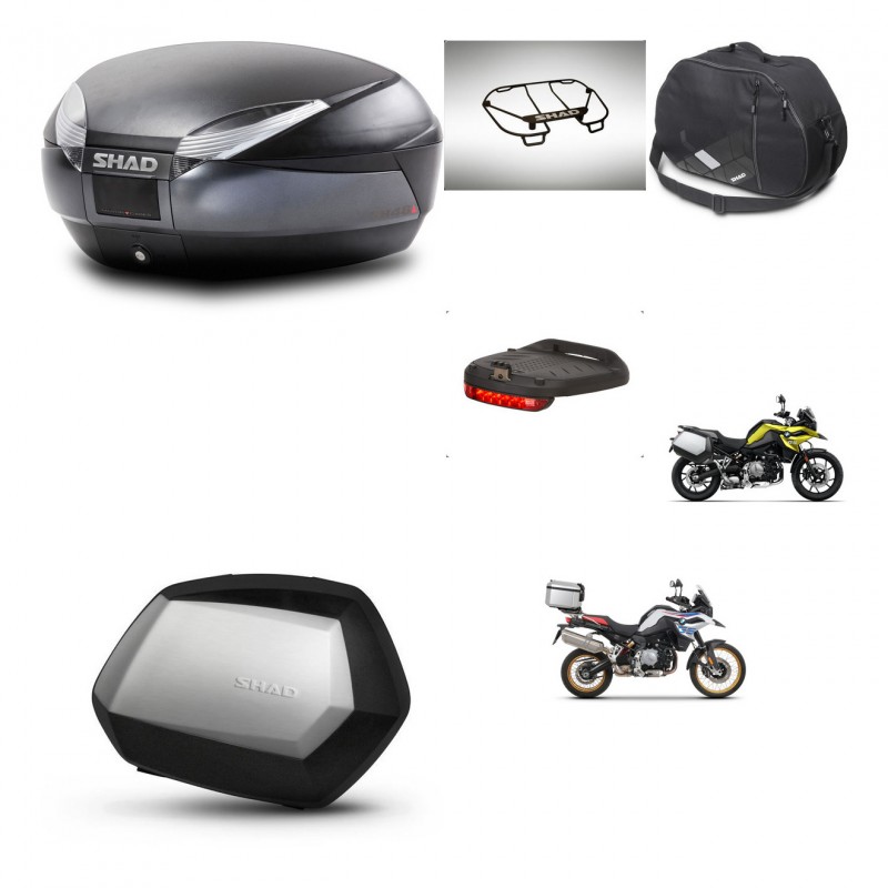 SHAD Maletas SH35 PREMIUM + soporte montaje baul SH48 accesorios DARK GREY KIT-464575