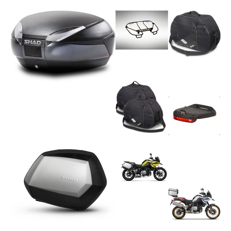 SHAD SH35 PREMIUM suitcases + mounting bracket SH48 trunk accessories DARK GREY KIT-464576