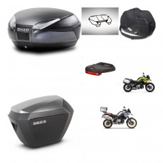 SHAD Maletas sh23 alu + soporte montaje baul SH48 accesorios DARK GREY PREMIUM KIT-464577