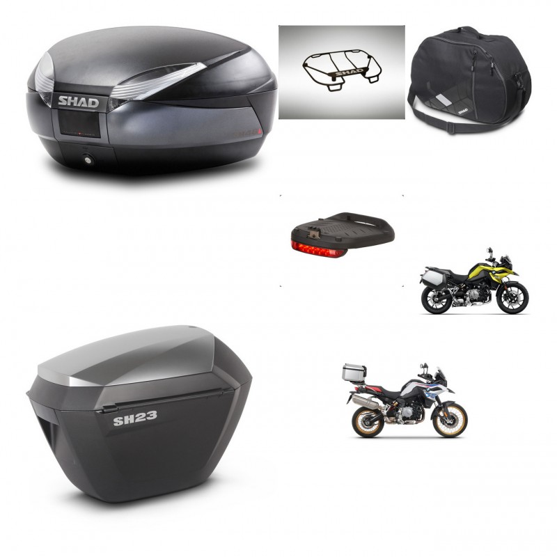 SHAD Maletas sh23 alu + soporte montaje baul SH48 accesorios DARK GREY PREMIUM KIT-464577