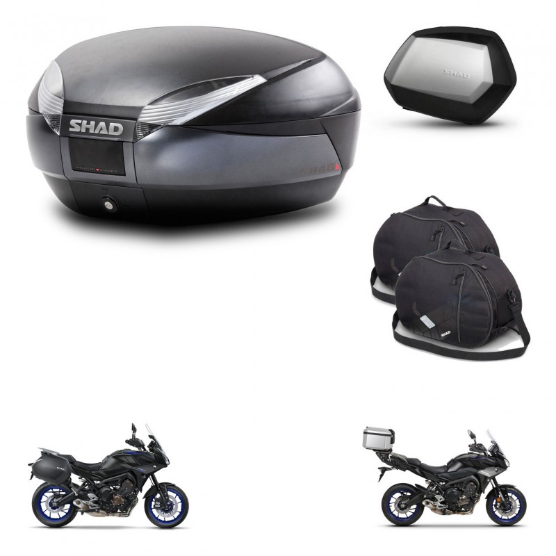 SHAD SH35 PREMIUM suitcases + mounting bracket SH48 trunk accessories DARK GREY KIT-464582