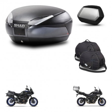 SHAD Maletas SH35 PREMIUM + soporte montaje baul SH48 accesorios DARK GREY KIT-464582