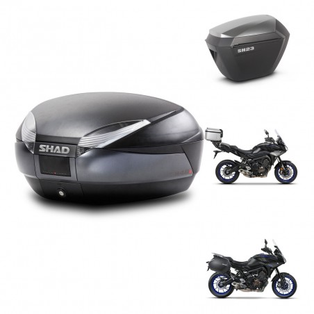 SHAD Maletas sh23 alu + soporte montaje baul SH48 DARK GREY PREMIUM KIT-464583