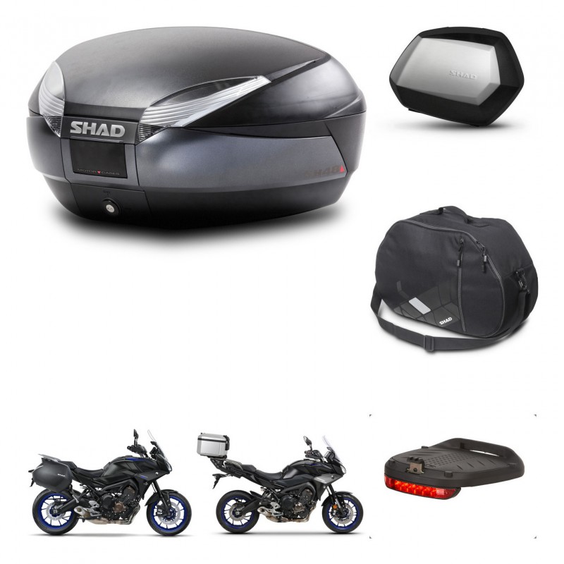 SHAD Maletas SH35 PREMIUM + soporte montaje baul SH48 accesorios DARK GREY KIT-464599