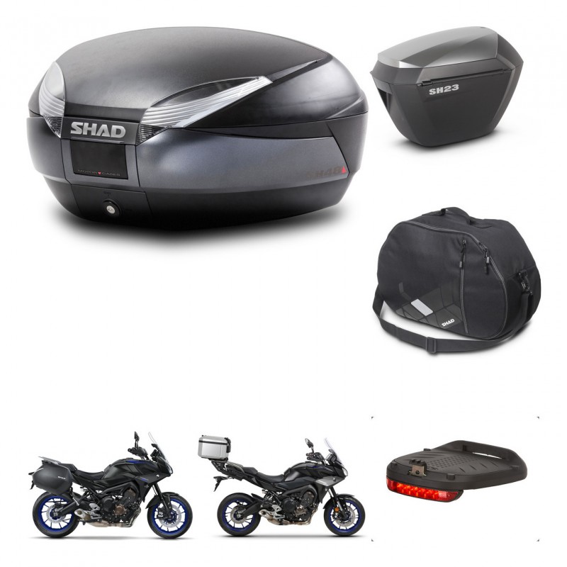 SHAD Maletas sh23 alu + soporte montaje baul SH48 accesorios DARK GREY PREMIUM KIT-464601