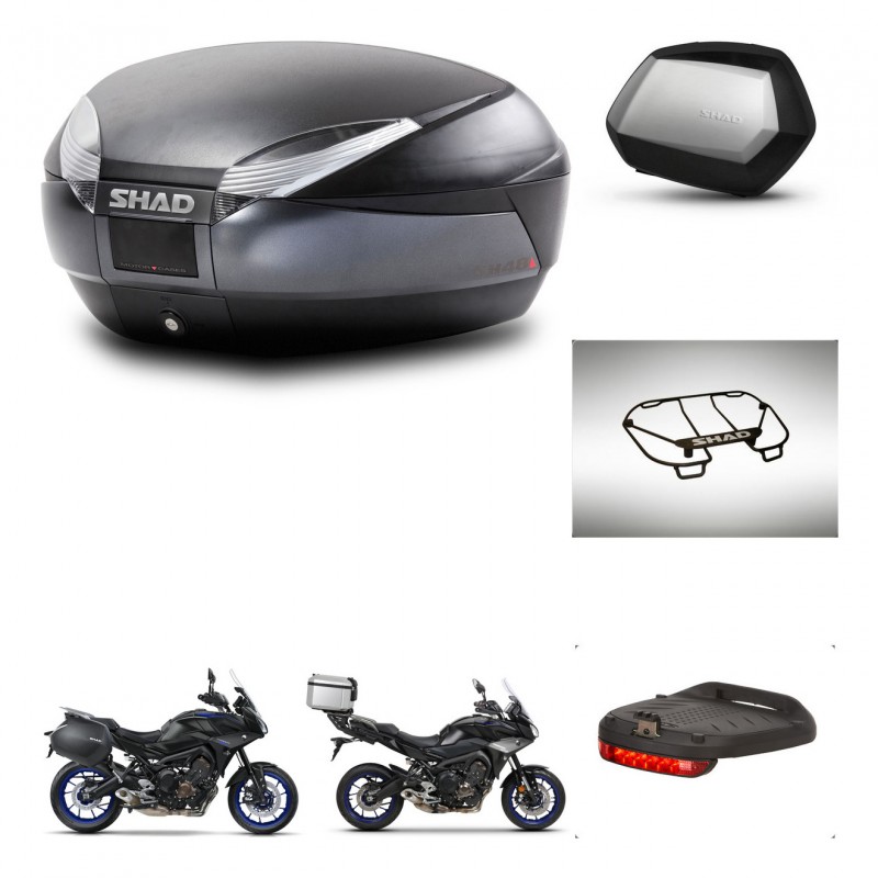 SHAD Maletas SH35 PREMIUM + soporte montaje baul SH48 accesorios DARK GREY KIT-464611