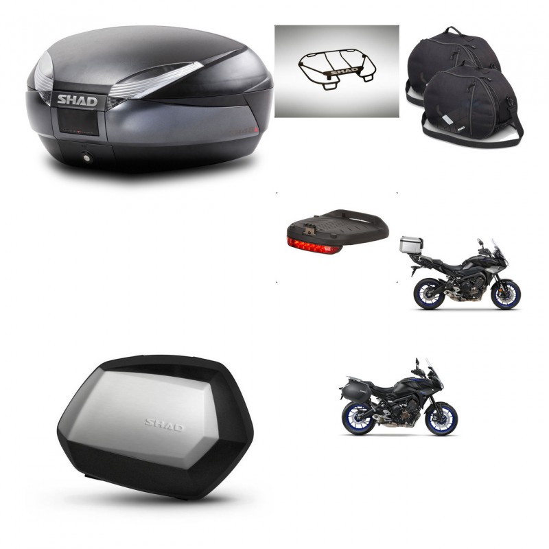 SHAD Maletas SH35 PREMIUM + soporte montaje baul SH48 accesorios DARK GREY KIT-464612