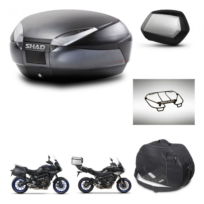 SHAD Maletas SH35 PREMIUM + soporte montaje baul SH48 accesorios DARK GREY KIT-464617