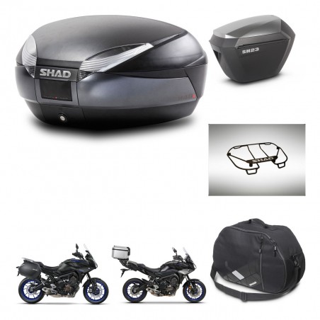 SHAD Maletas sh23 alu + soporte montaje baul SH48 accesorios DARK GREY PREMIUM KIT-464619