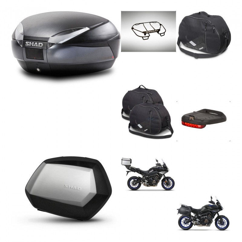 SHAD Maletas SH35 PREMIUM + soporte montaje baul SH48 accesorios DARK GREY KIT-464624