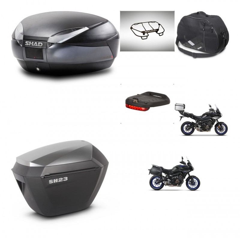 SHAD SH23 alu suitcases + mounting bracket SH48 trunk accessories DARK GREY PREMIUM KIT-464625