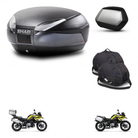 SHAD Maletas SH35 PREMIUM + soporte montaje baul SH48 accesorios DARK GREY KIT-464630
