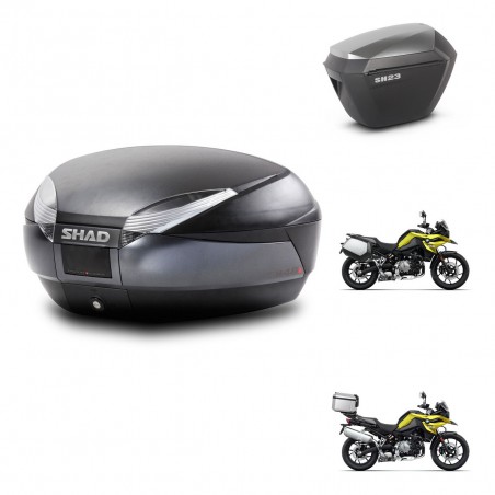 SHAD Maletas sh23 alu + soporte montaje baul SH48 DARK GREY PREMIUM KIT-464631