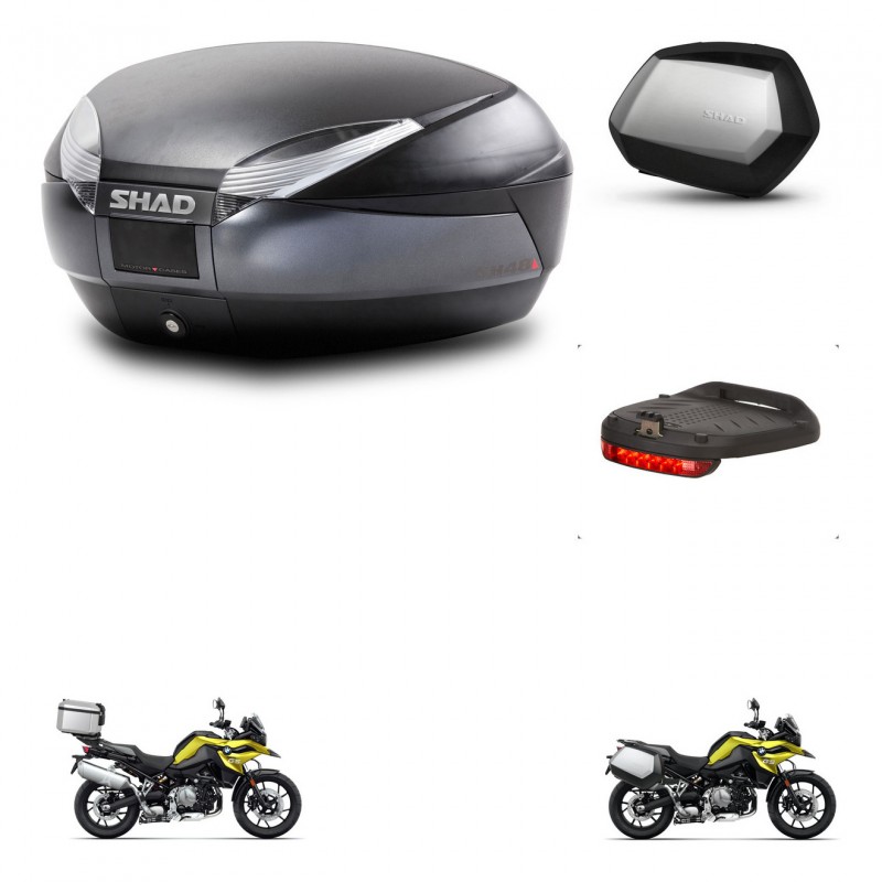 SHAD Maletas SH35 PREMIUM + soporte montaje baul SH48 accesorios DARK GREY KIT-464635