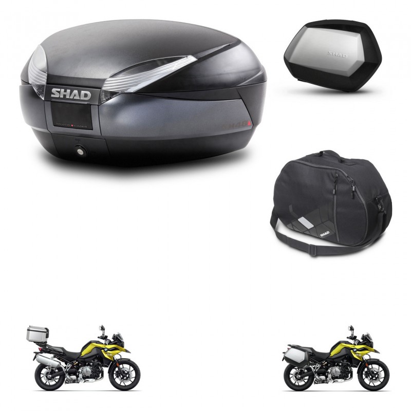 SHAD Maletas SH35 PREMIUM + soporte montaje baul SH48 accesorios DARK GREY KIT-464641