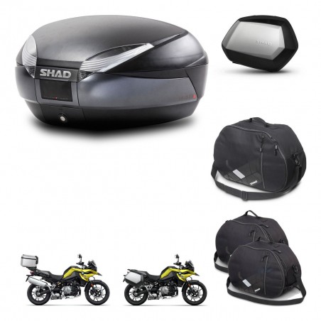 SHAD Maletas SH35 PREMIUM + soporte montaje baul SH48 accesorios DARK GREY KIT-464642