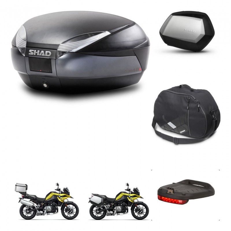 SHAD Maletas SH35 PREMIUM + soporte montaje baul SH48 accesorios DARK GREY KIT-464647