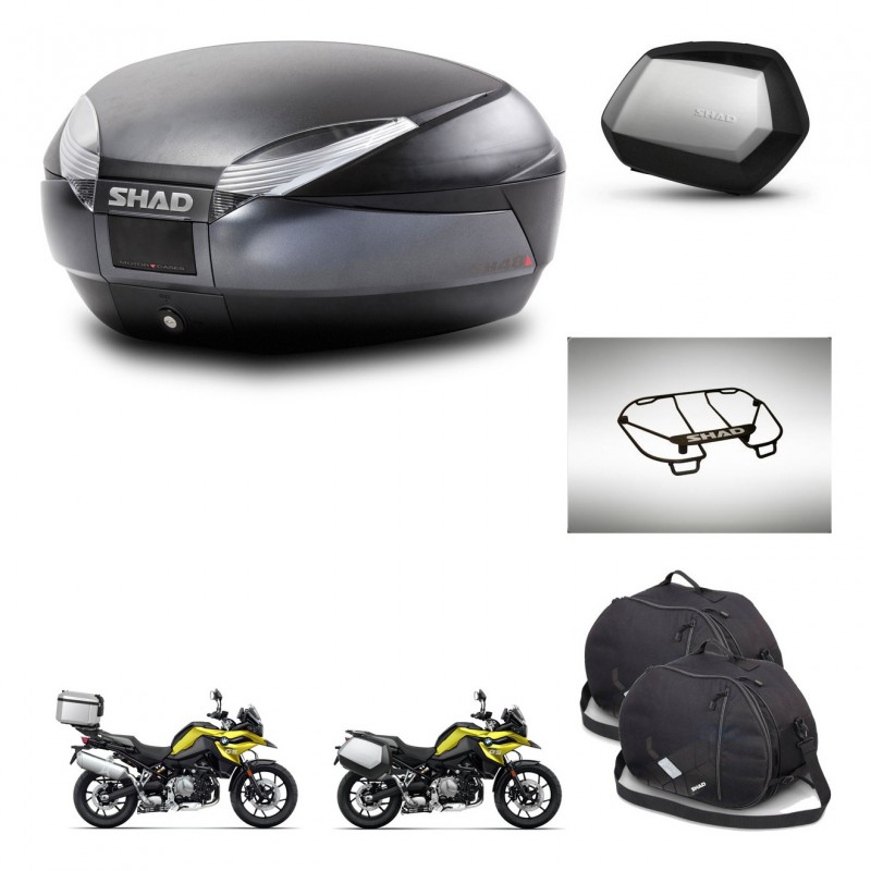 SHAD Maletas SH35 PREMIUM + soporte montaje baul SH48 accesorios DARK GREY KIT-464654