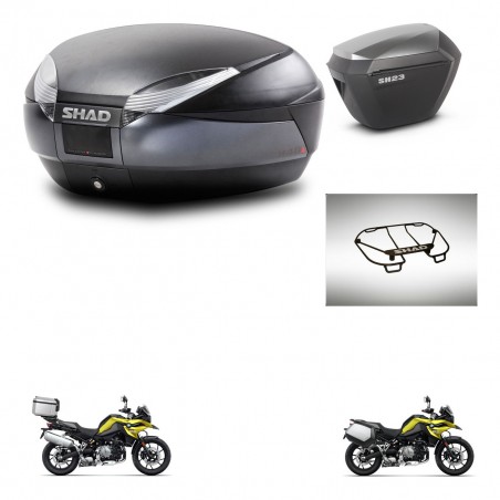 SHAD Maletas sh23 alu + soporte montaje baul SH48 accesorios DARK GREY PREMIUM KIT-464655