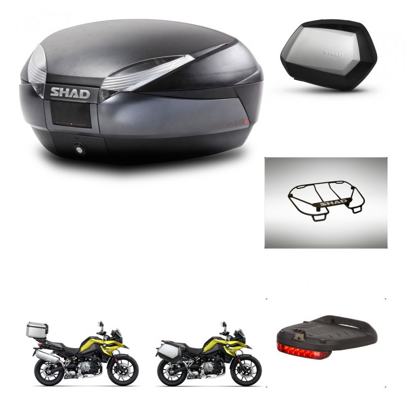 SHAD Maletas SH35 PREMIUM + soporte montaje baul SH48 accesorios DARK GREY KIT-464659