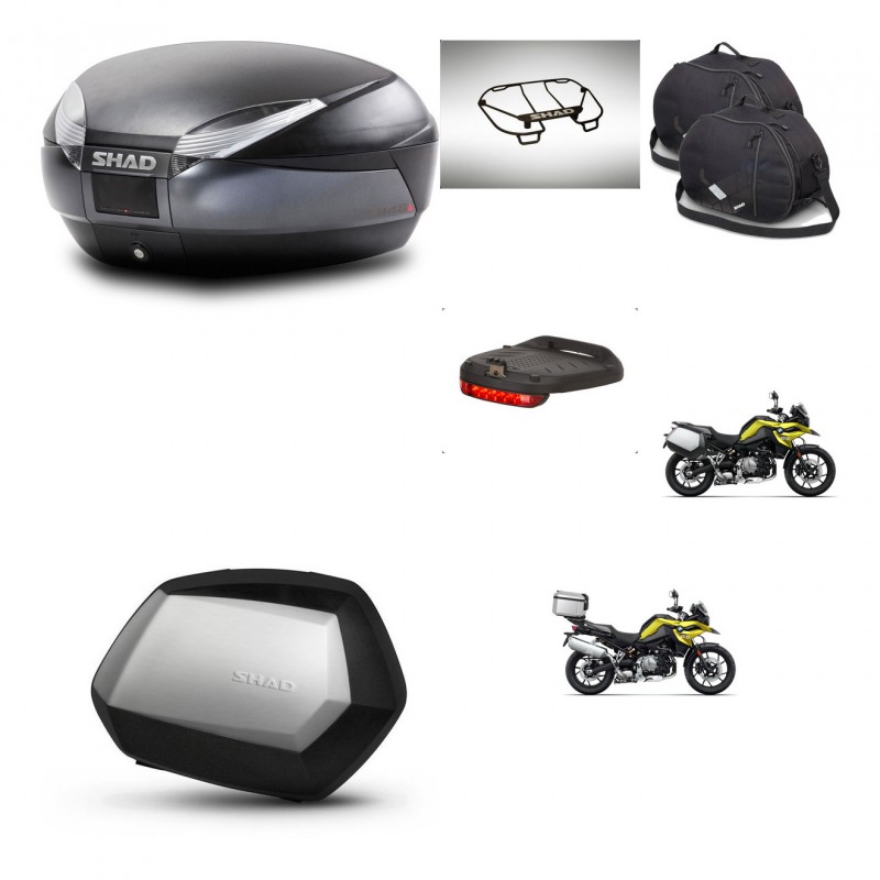 SHAD Maletas SH35 PREMIUM + soporte montaje baul SH48 accesorios DARK GREY KIT-464660